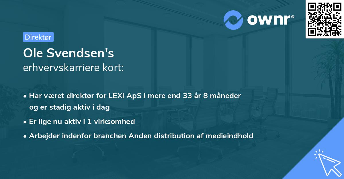 Ole Svendsen's erhvervskarriere kort