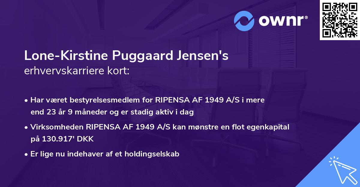 Lone-Kirstine Puggaard Jensen's erhvervskarriere kort