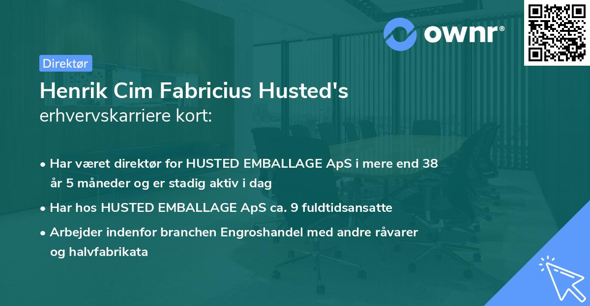 Henrik Cim Fabricius Husted's erhvervskarriere kort