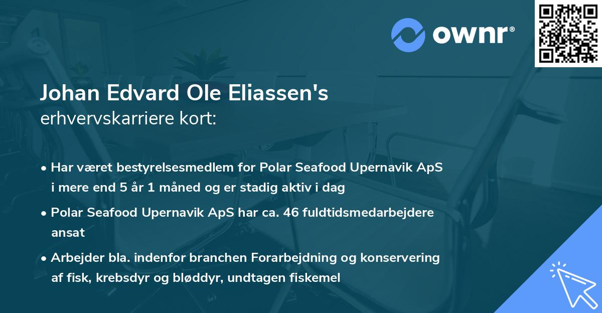 Johan Edvard Ole Eliassen's erhvervskarriere kort