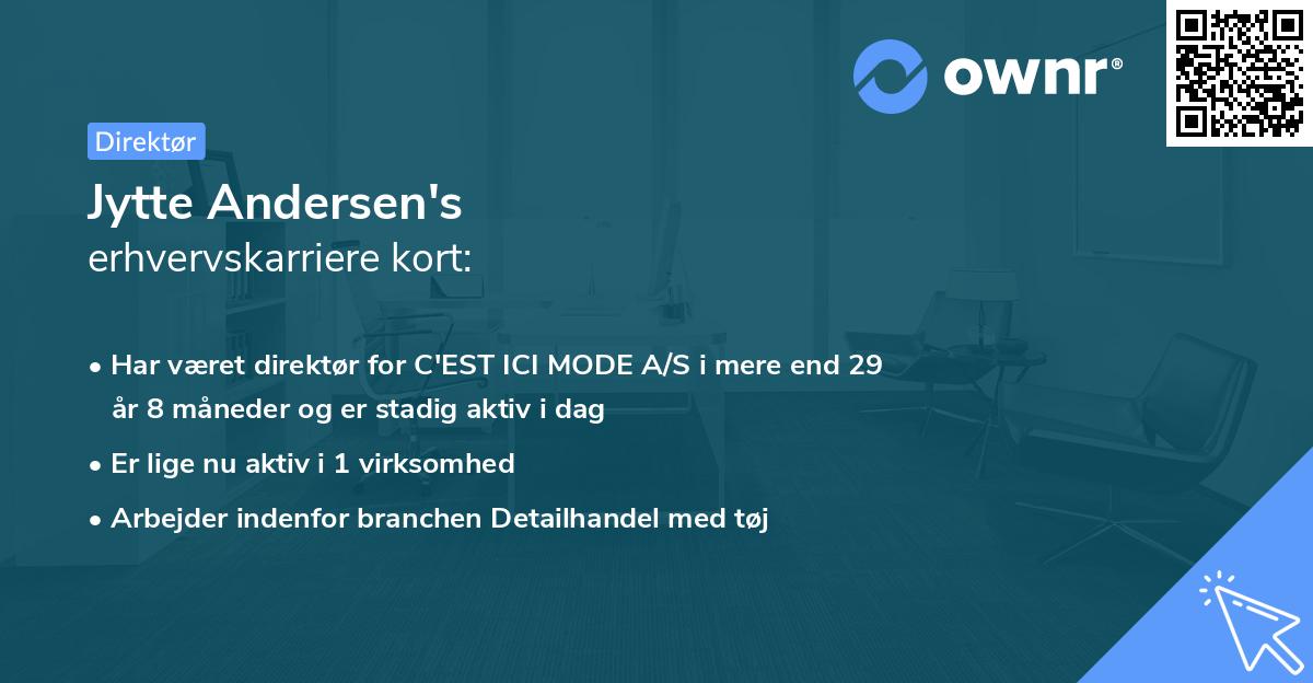 Jytte Andersen's erhvervskarriere kort