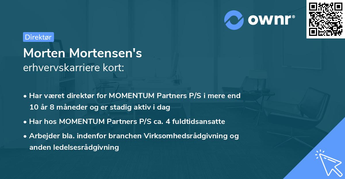 Morten Mortensen's erhvervskarriere kort