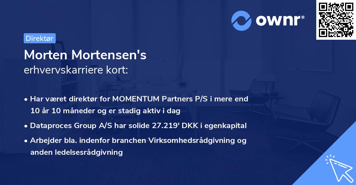 Morten Mortensen's erhvervskarriere kort