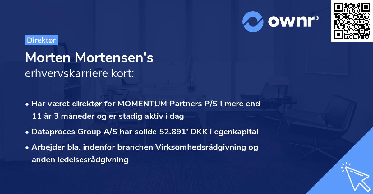 Morten Mortensen's erhvervskarriere kort