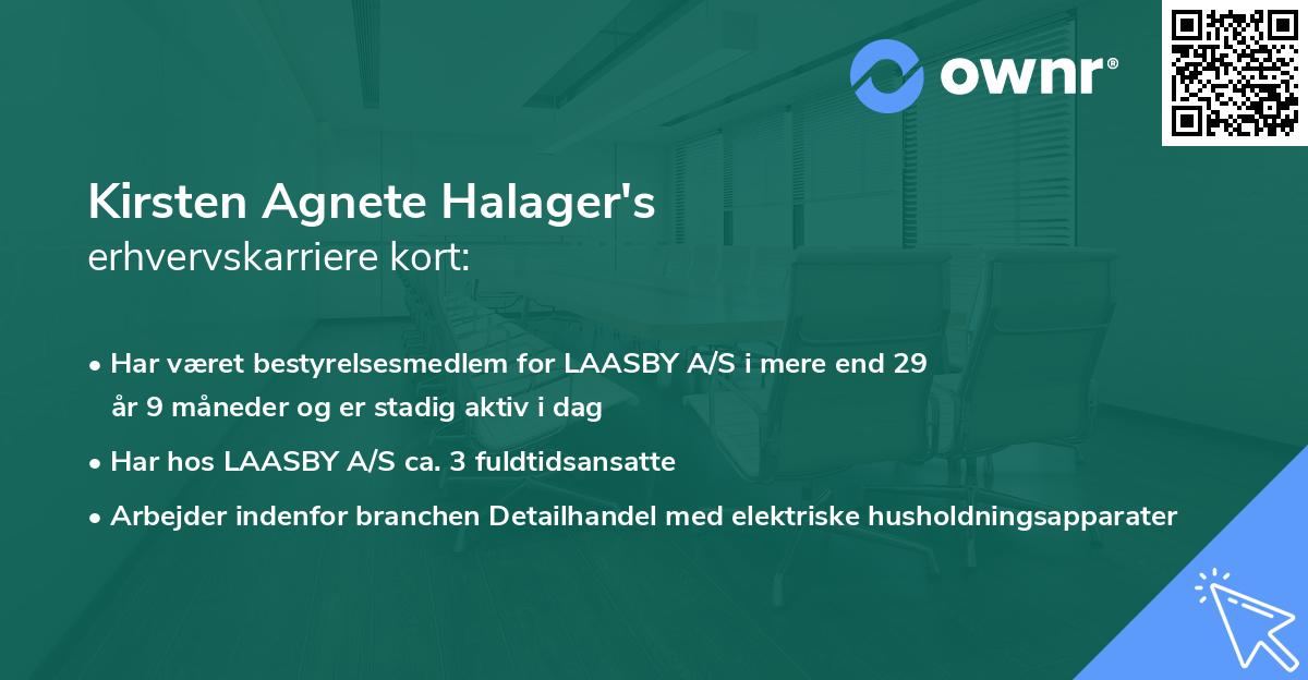Kirsten Agnete Halager's erhvervskarriere kort