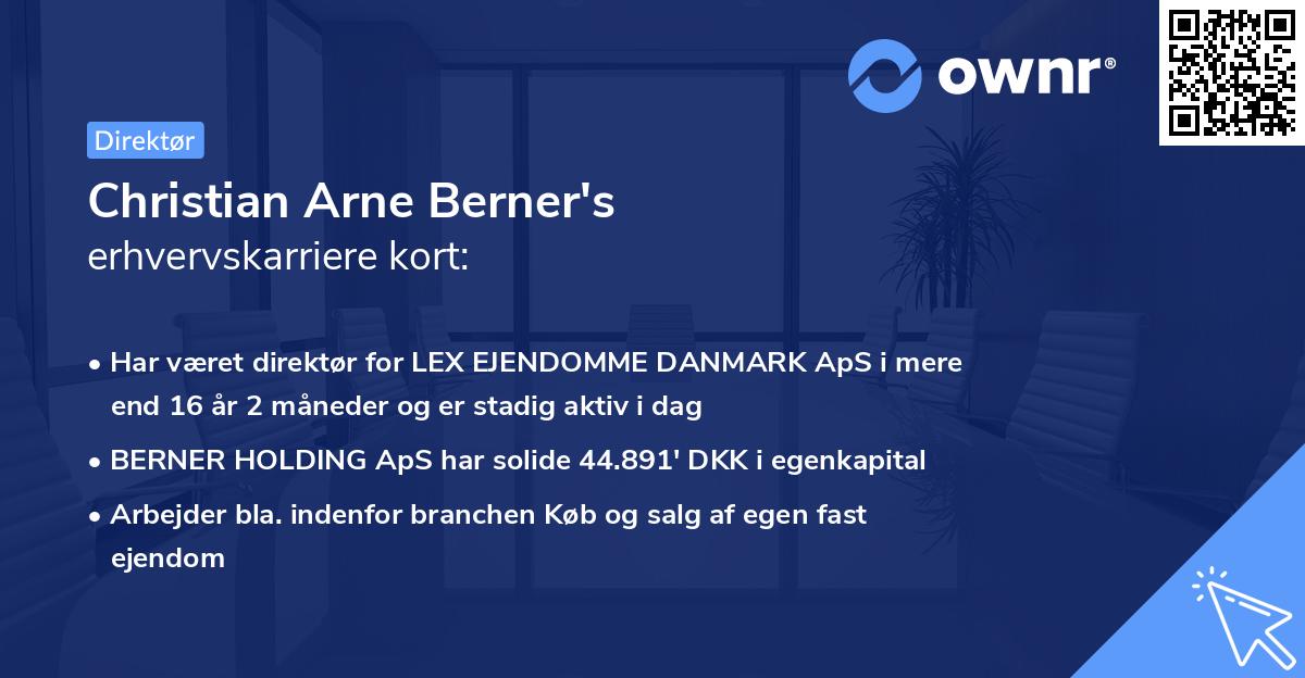 Christian Arne Berner's erhvervskarriere kort