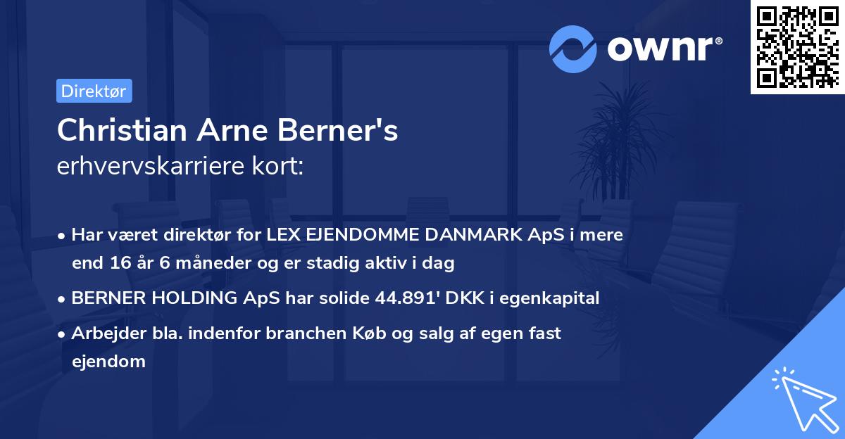 Christian Arne Berner's erhvervskarriere kort