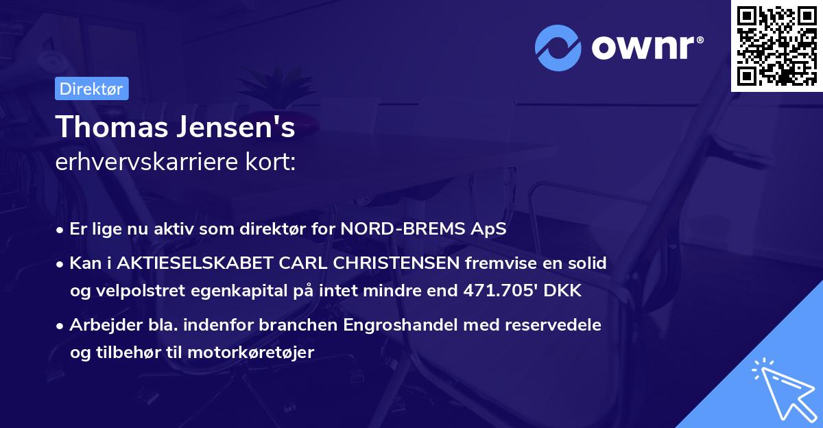 Thomas Jensen's erhvervskarriere kort
