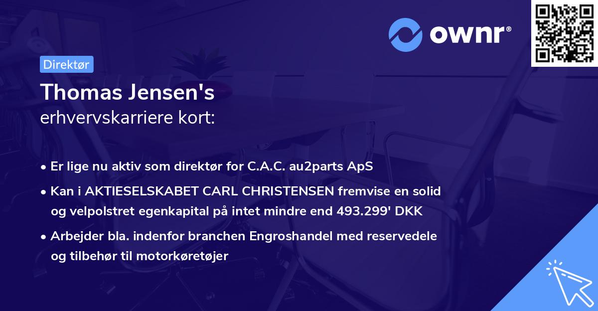 Thomas Jensen's erhvervskarriere kort