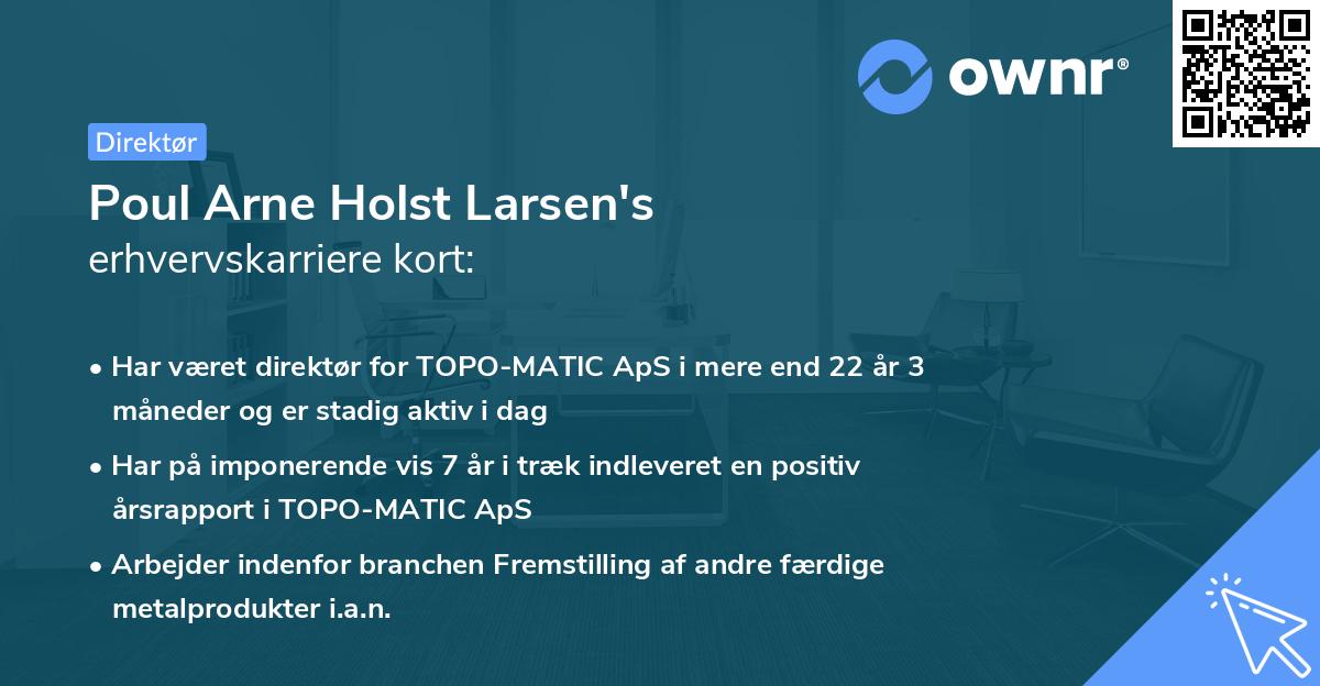 Poul Arne Holst Larsen's erhvervskarriere kort