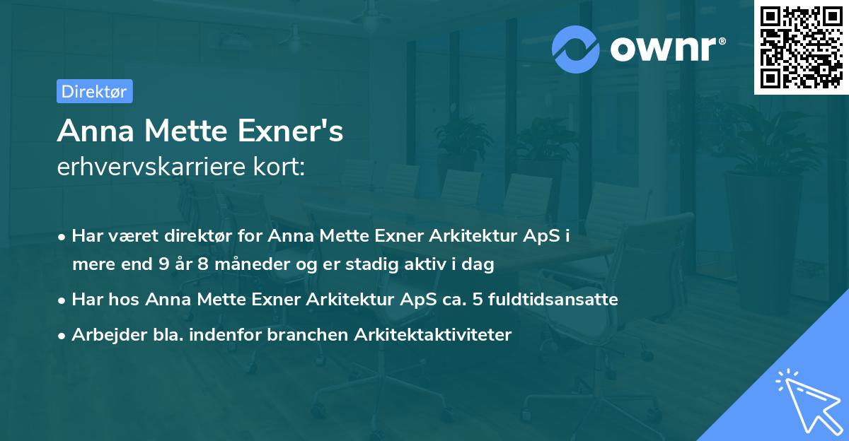 Anna Mette Exner's erhvervskarriere kort