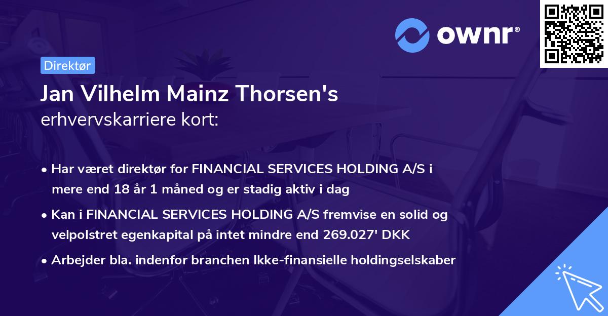 Jan Vilhelm Mainz Thorsen's erhvervskarriere kort