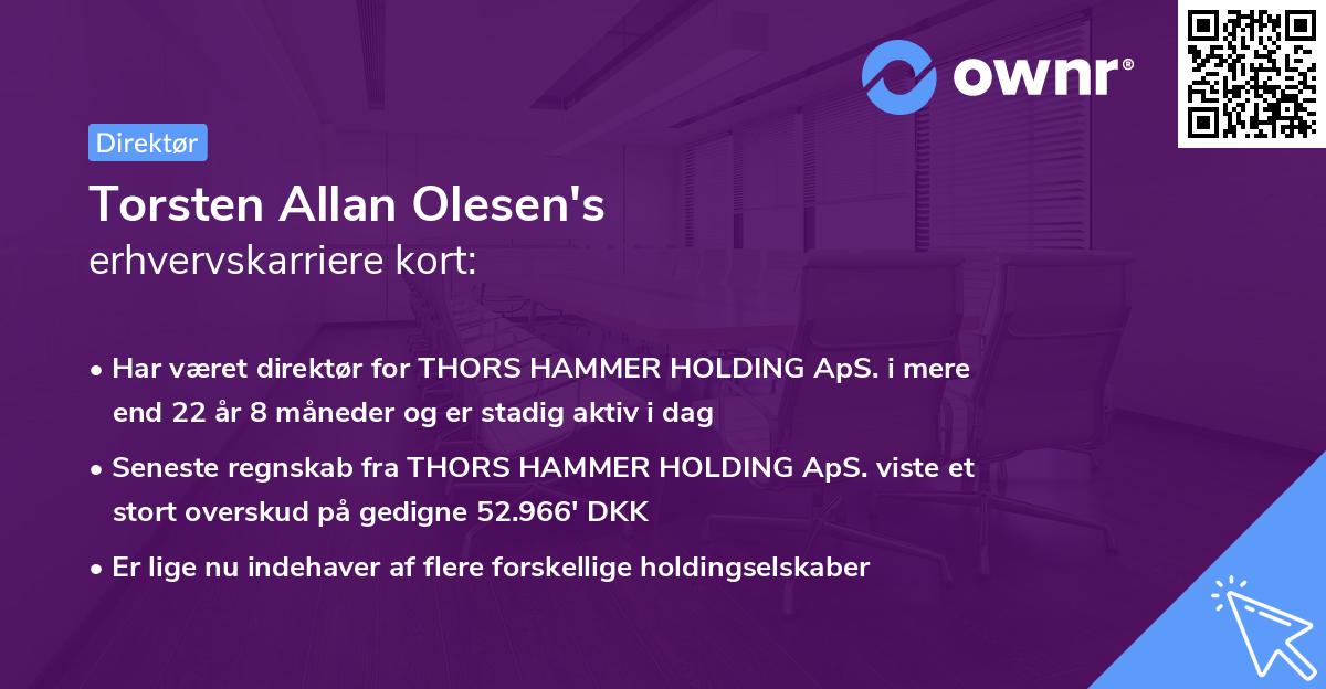 Torsten Allan Olesen's erhvervskarriere kort