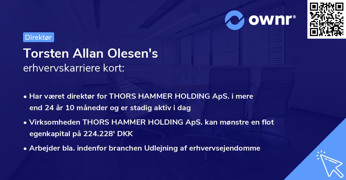 Torsten Allan Olesen's erhvervskarriere kort