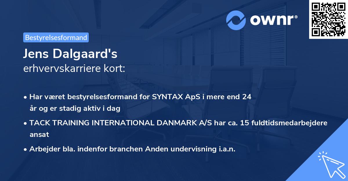 Jens Dalgaard's erhvervskarriere kort