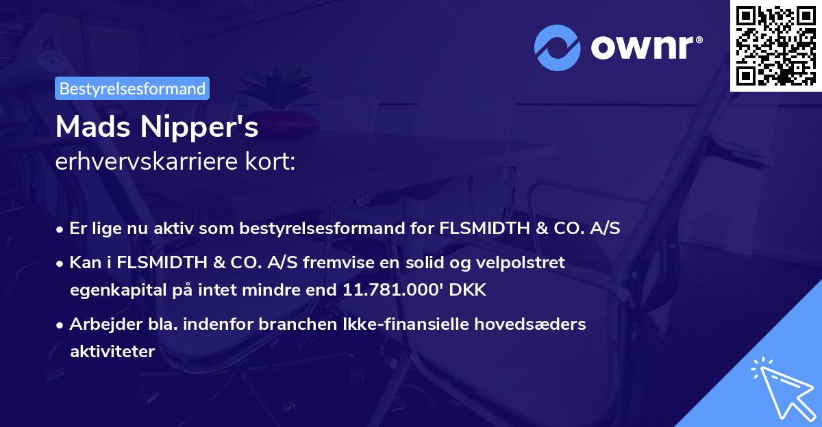 Mads Nipper's erhvervskarriere kort
