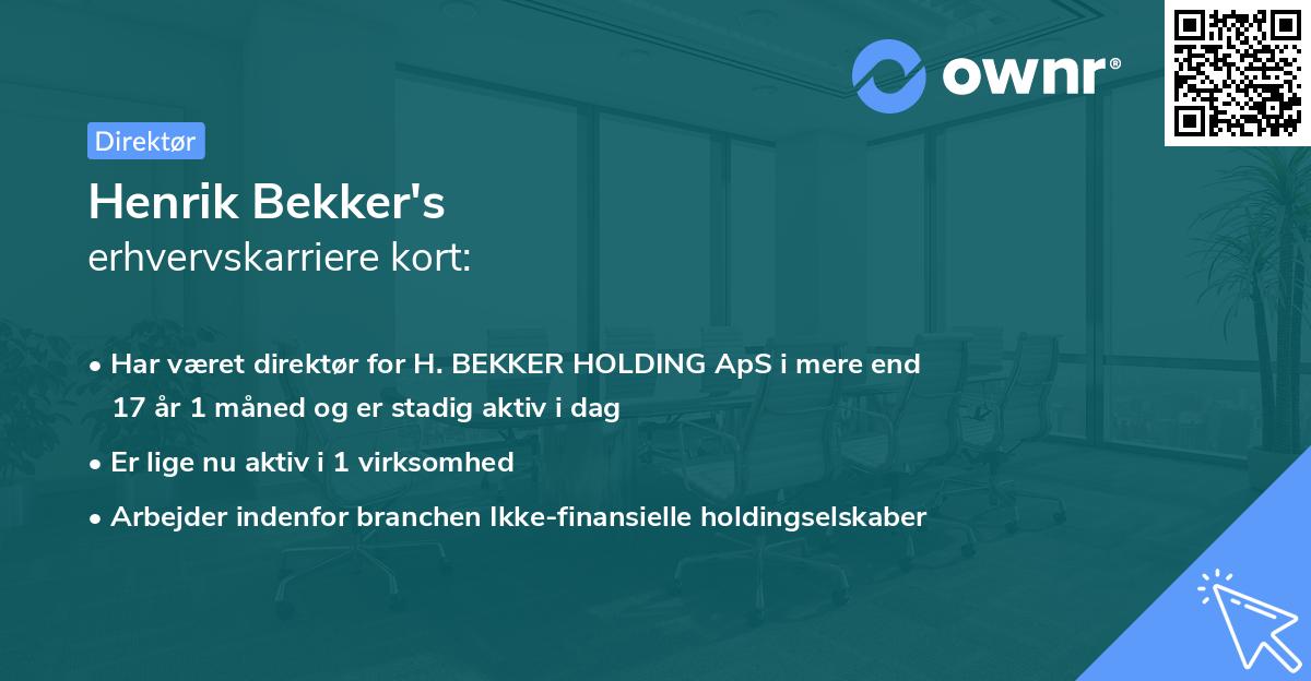 Henrik Bekker's erhvervskarriere kort