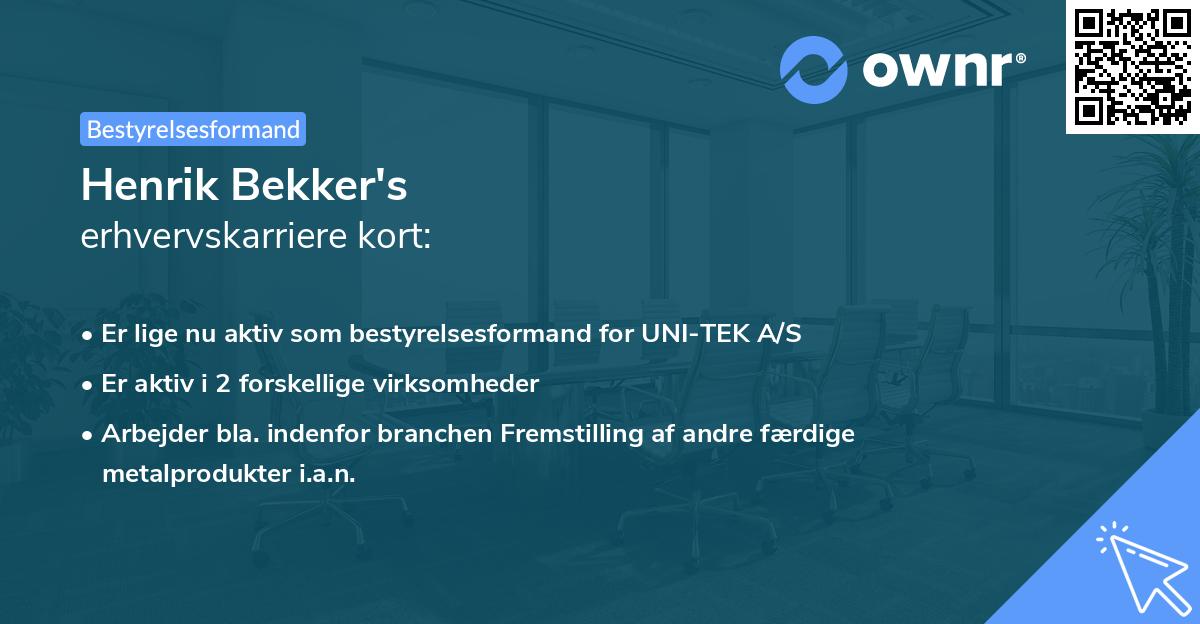 Henrik Bekker's erhvervskarriere kort