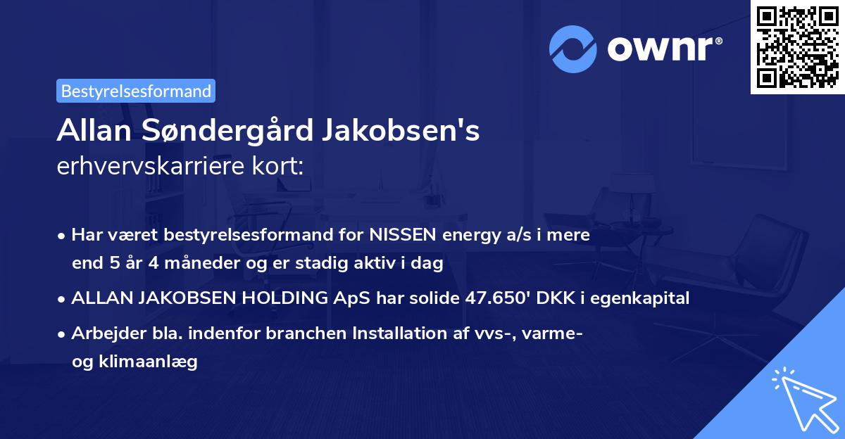 Allan Søndergård Jakobsen's erhvervskarriere kort