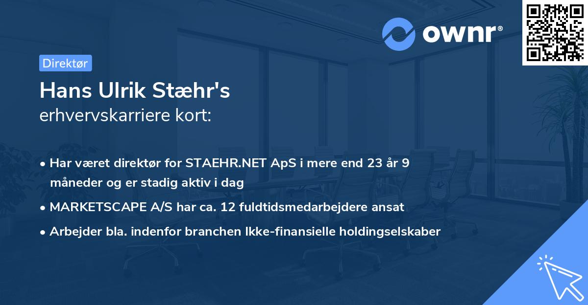 Hans Ulrik Stæhr's erhvervskarriere kort