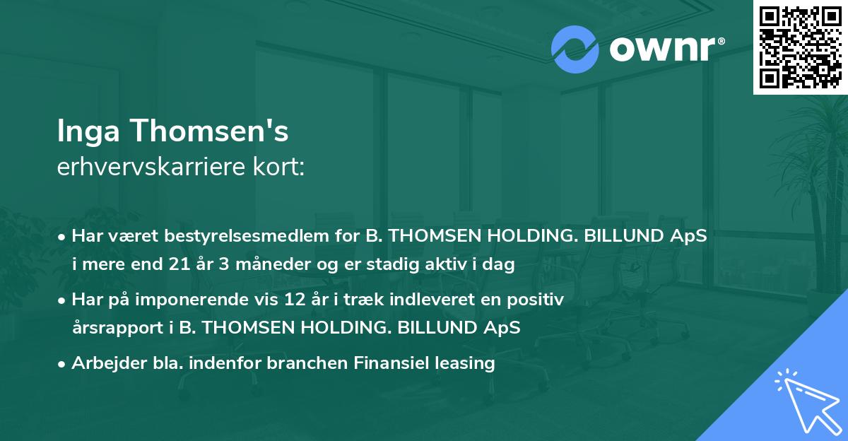Inga Thomsen's erhvervskarriere kort