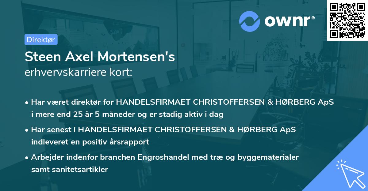 Steen Axel Mortensen's erhvervskarriere kort