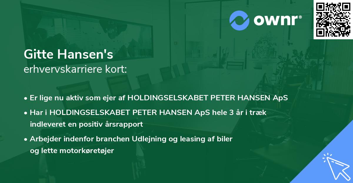 Gitte Hansen's erhvervskarriere kort