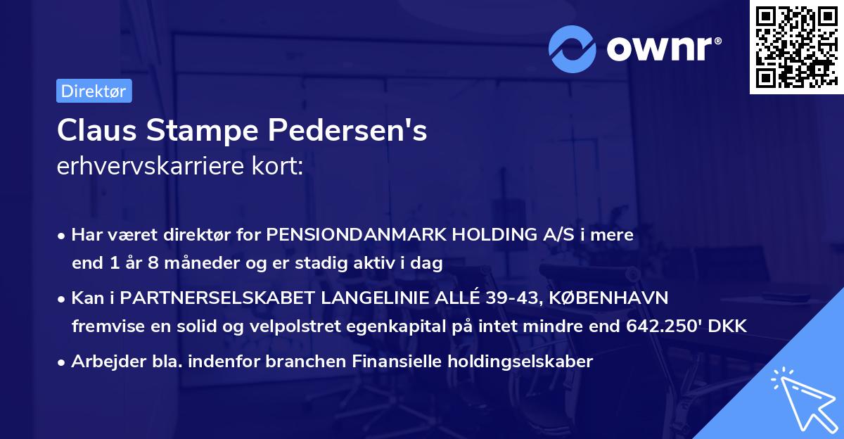 Claus Stampe Pedersen's erhvervskarriere kort