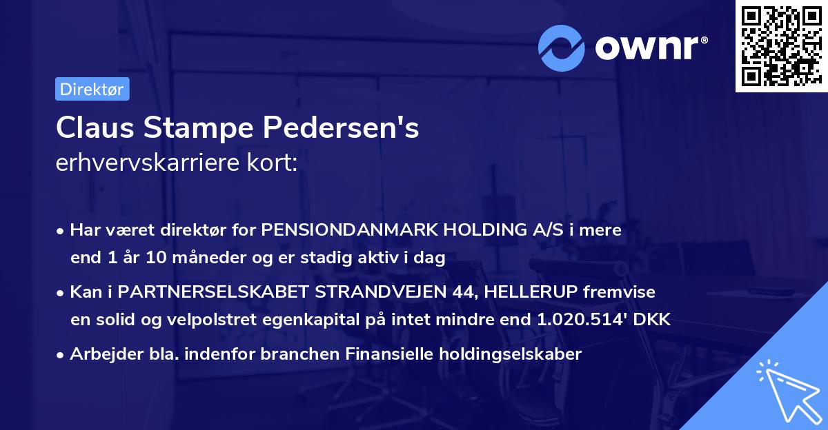 Claus Stampe Pedersen's erhvervskarriere kort