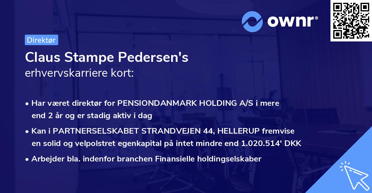 Claus Stampe Pedersen's erhvervskarriere kort