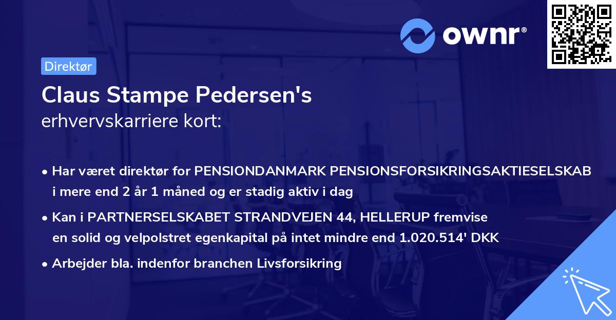 Claus Stampe Pedersen's erhvervskarriere kort