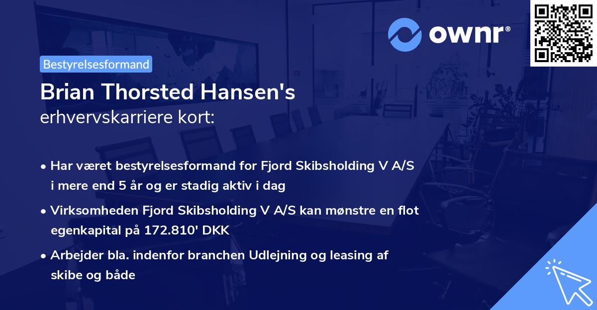 Brian Thorsted Hansen's erhvervskarriere kort