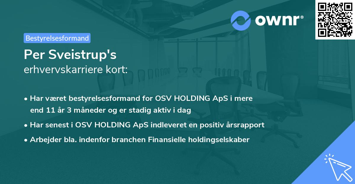 Per Sveistrup's erhvervskarriere kort