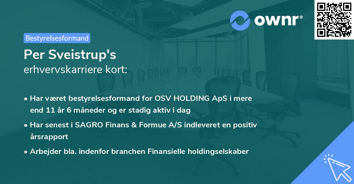 Per Sveistrup's erhvervskarriere kort