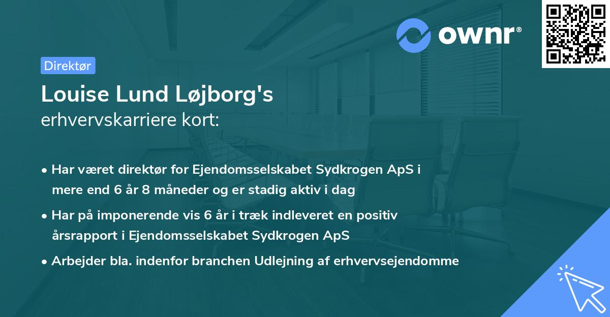 Louise Lund Løjborg's erhvervskarriere kort