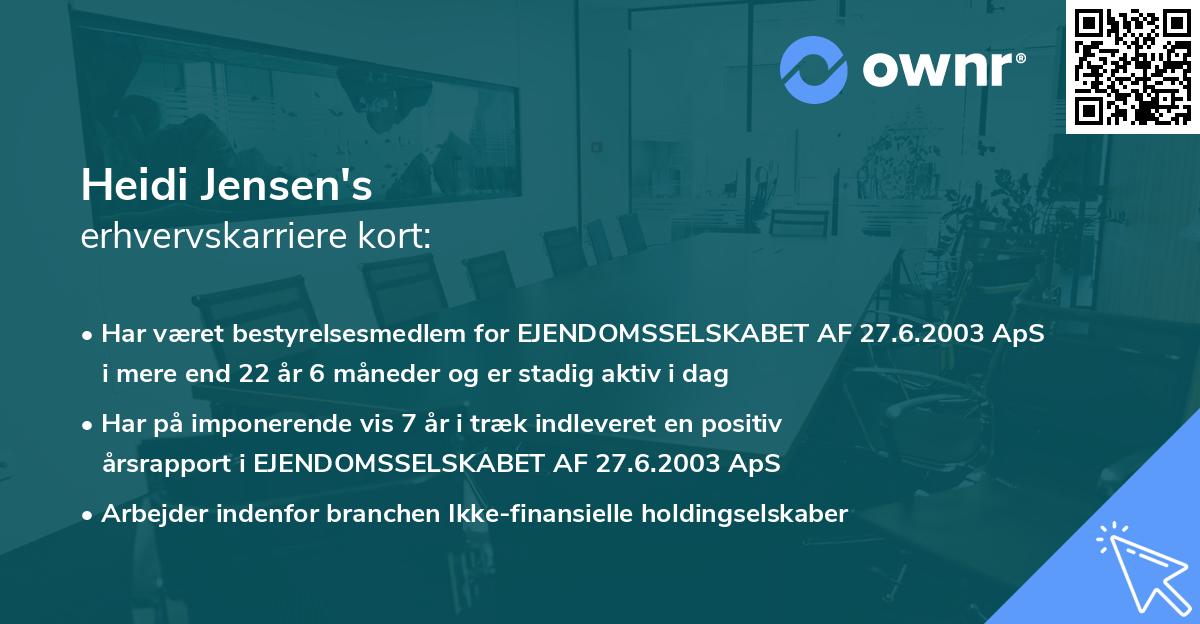 Heidi Jensen's erhvervskarriere kort