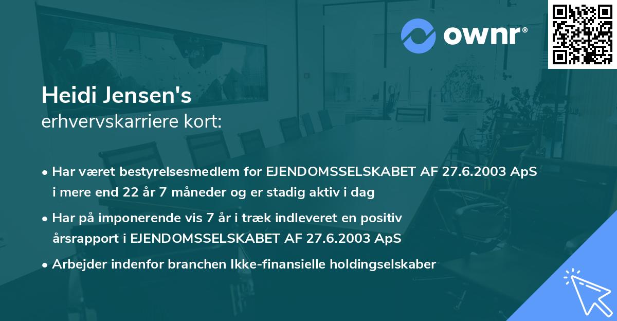 Heidi Jensen's erhvervskarriere kort