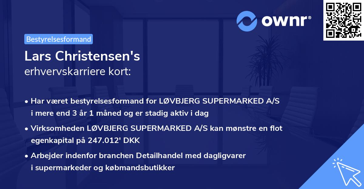 Lars Christensen's erhvervskarriere kort
