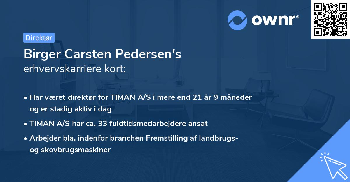 Birger Carsten Pedersen's erhvervskarriere kort