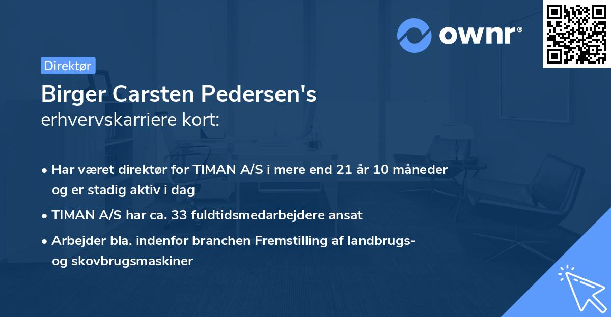 Birger Carsten Pedersen's erhvervskarriere kort