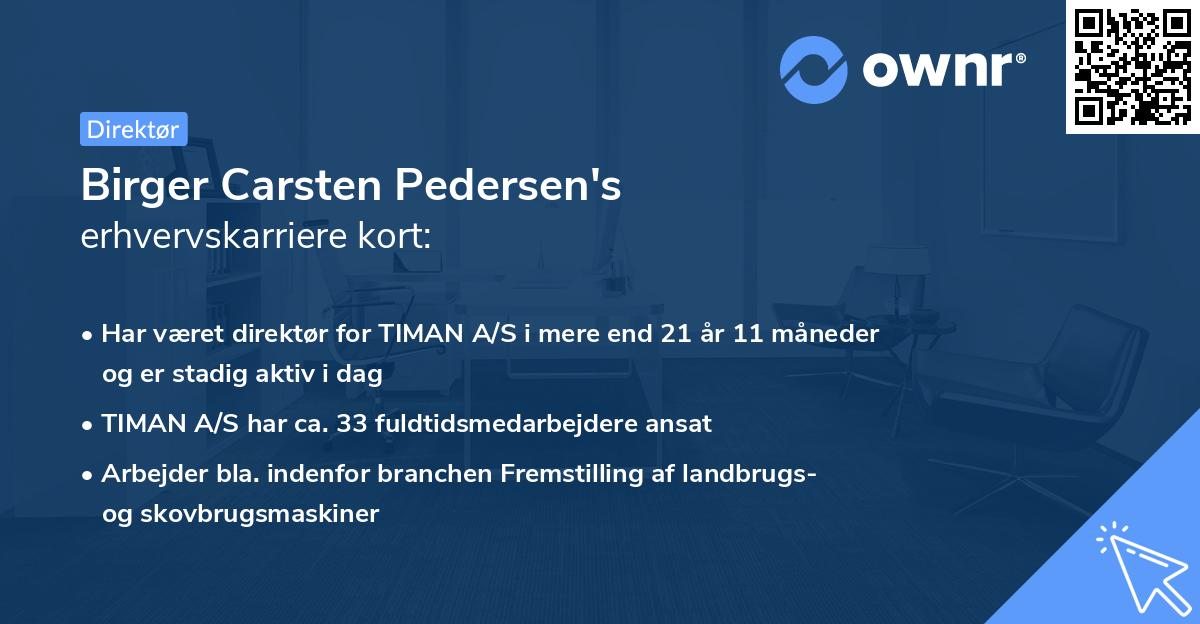 Birger Carsten Pedersen's erhvervskarriere kort