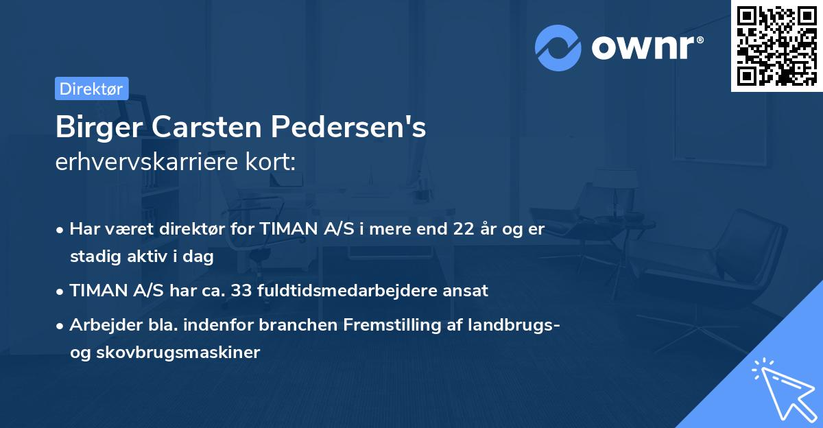 Birger Carsten Pedersen's erhvervskarriere kort
