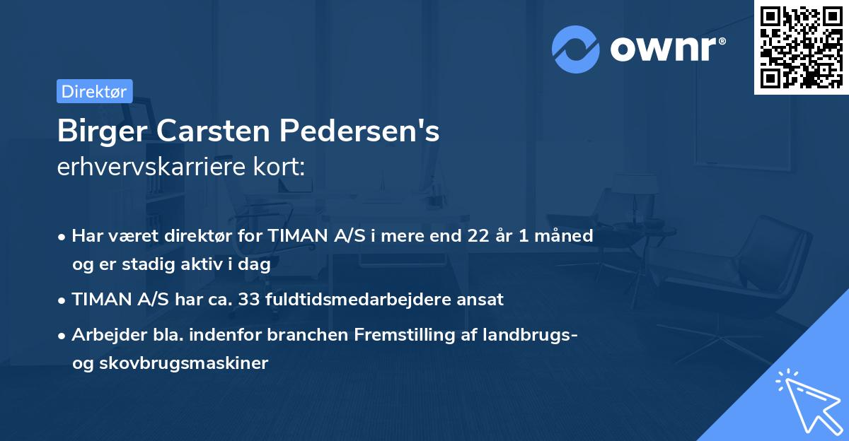Birger Carsten Pedersen's erhvervskarriere kort