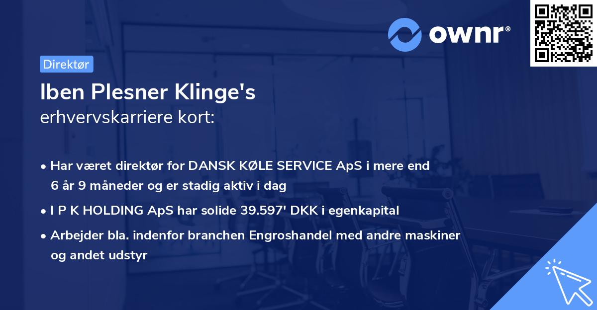 Iben Plesner Klinge's erhvervskarriere kort