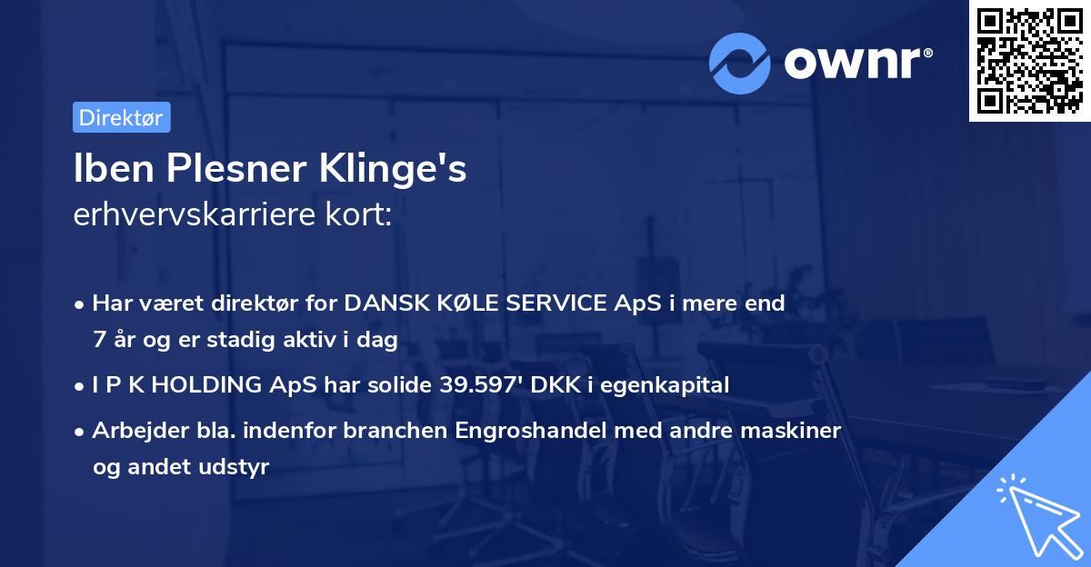 Iben Plesner Klinge's erhvervskarriere kort