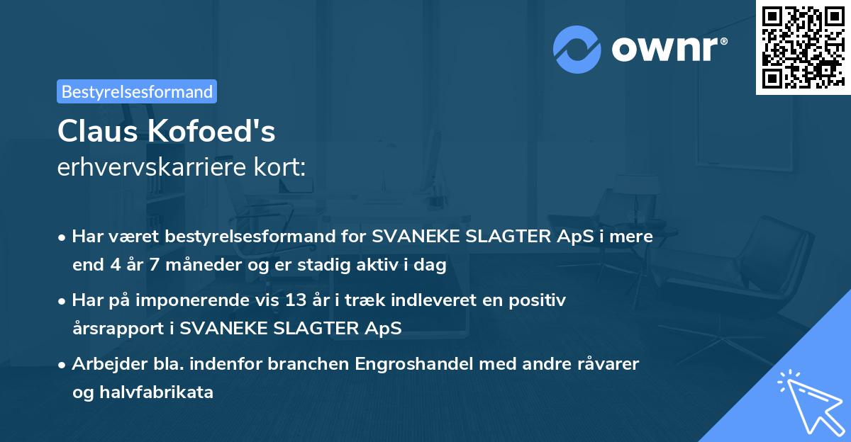 Claus Kofoed's erhvervskarriere kort