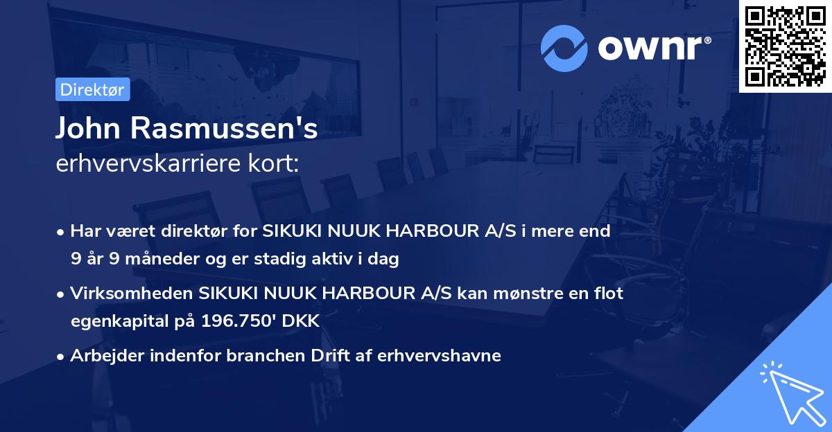 John Rasmussen's erhvervskarriere kort
