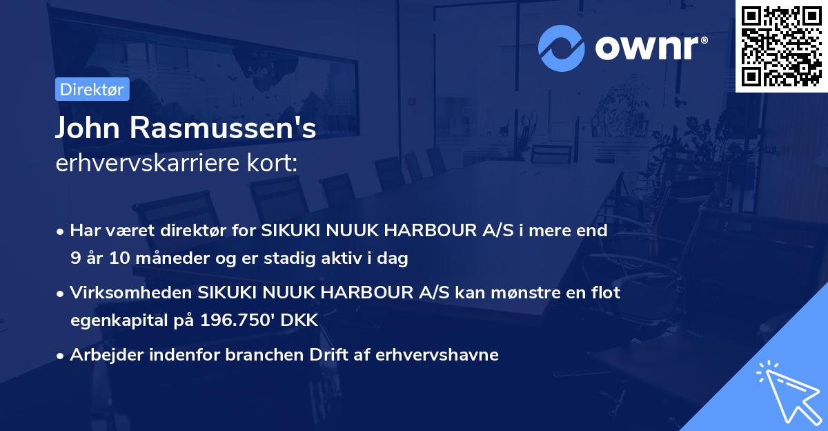 John Rasmussen's erhvervskarriere kort