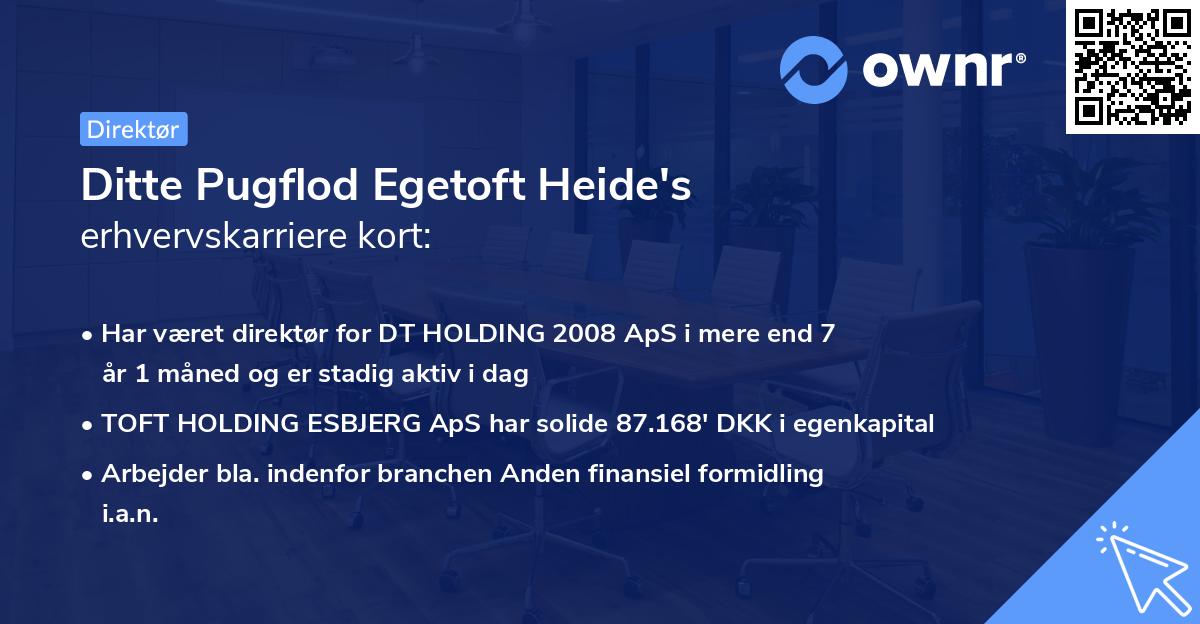 Ditte Pugflod Egetoft Heide's erhvervskarriere kort