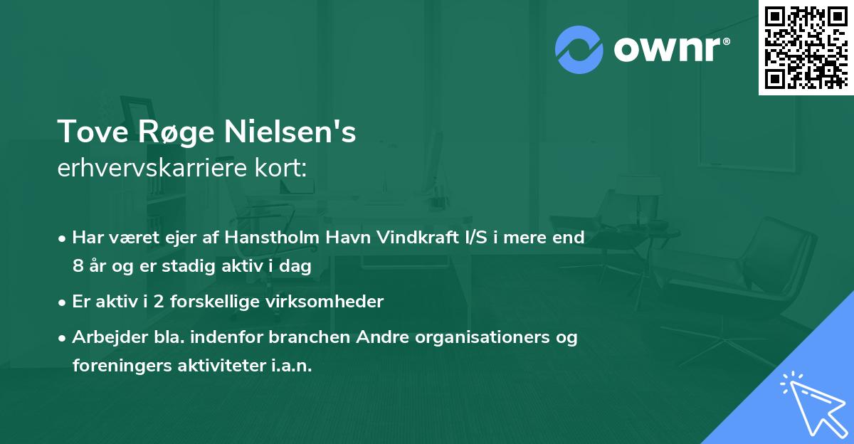 Tove Røge Nielsen's erhvervskarriere kort